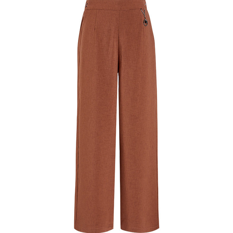 捷纯雪纺阔腿裤夏季优雅高腰直筒