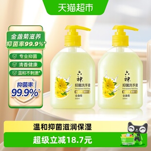 六神抑菌（金盏菊）洗手液500ml*2瓶易冲洗温和家庭装按压式