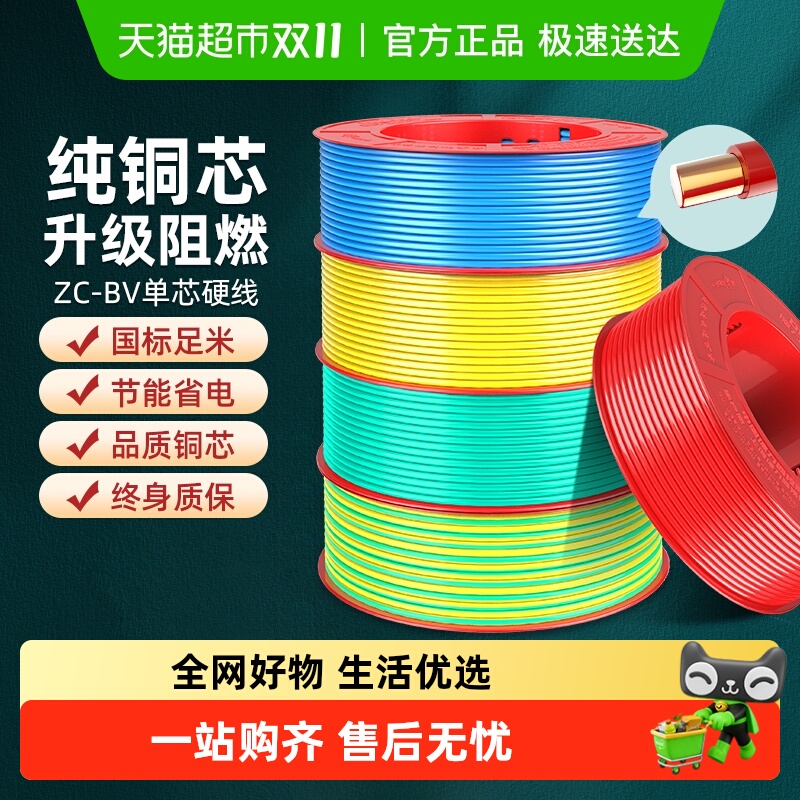 德力西阻燃bv单芯硬线铜芯电线