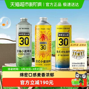 6罐原浆精酿啤酒白啤冰鲜啤 青柚小麦1L 鲜啤30公里德式 美式