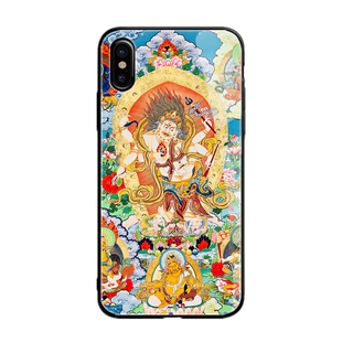 黄财神适用荣耀iPhone15苹果16promax手机壳mate70畅享小米14红米K80玻璃壳P70财宝天王六臂玛哈嘎拉唐卡IQOO