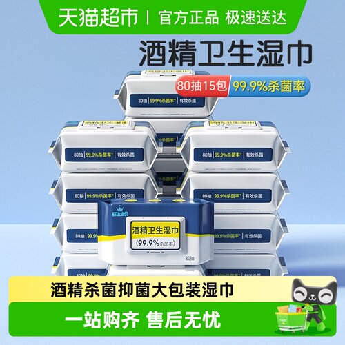 丽佳宝贝家用大号酒精卫生湿纸巾