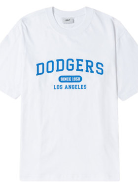 MLB白色短袖男女同款新款运动时尚休闲宽松T恤3ATSV0243商场圆领