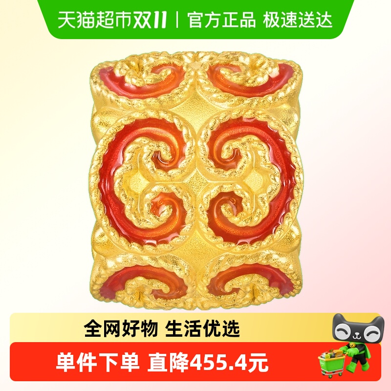 周生生如意纹转运珠黄金串珠硬金