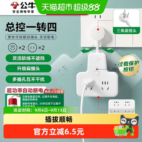 公牛国标安全保护转换器