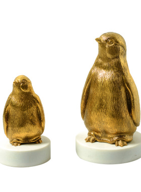 美式风企鹅大理石床头桌面摆件