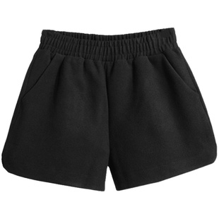 新款韩版秋冬装短裤女大码毛呢百搭高腰显瘦阔腿a字外穿打底靴裤