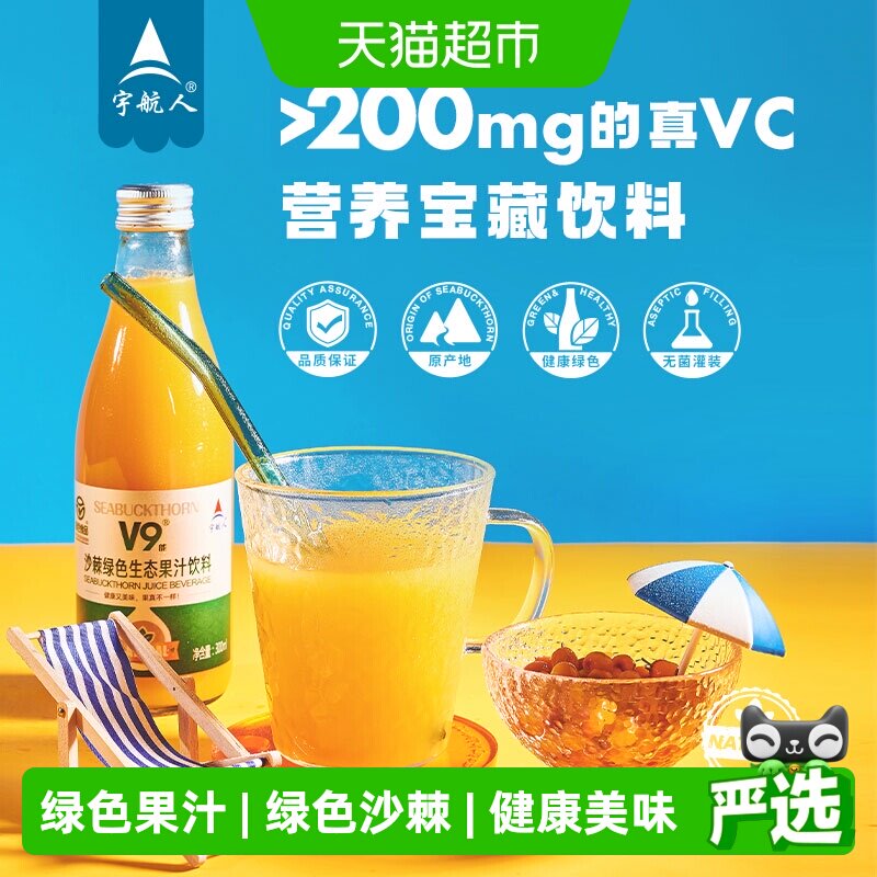 宇航人沙棘原浆50%绿色生态果汁300ml*12瓶