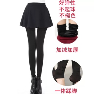 2017时尚美身瘦腿潮流秋冬加绒加厚大码连裤袜踩脚袜布裙裤蕾丝裤