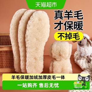 羊毛保暖鞋垫女款加绒加厚皮毛一体防寒吸汗防臭软底防痛雪地靴冬