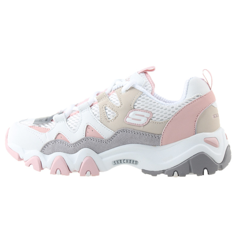 斯凯奇Skechers乐华七子同款怪兽甜心白粉女款复古熊猫鞋99999693