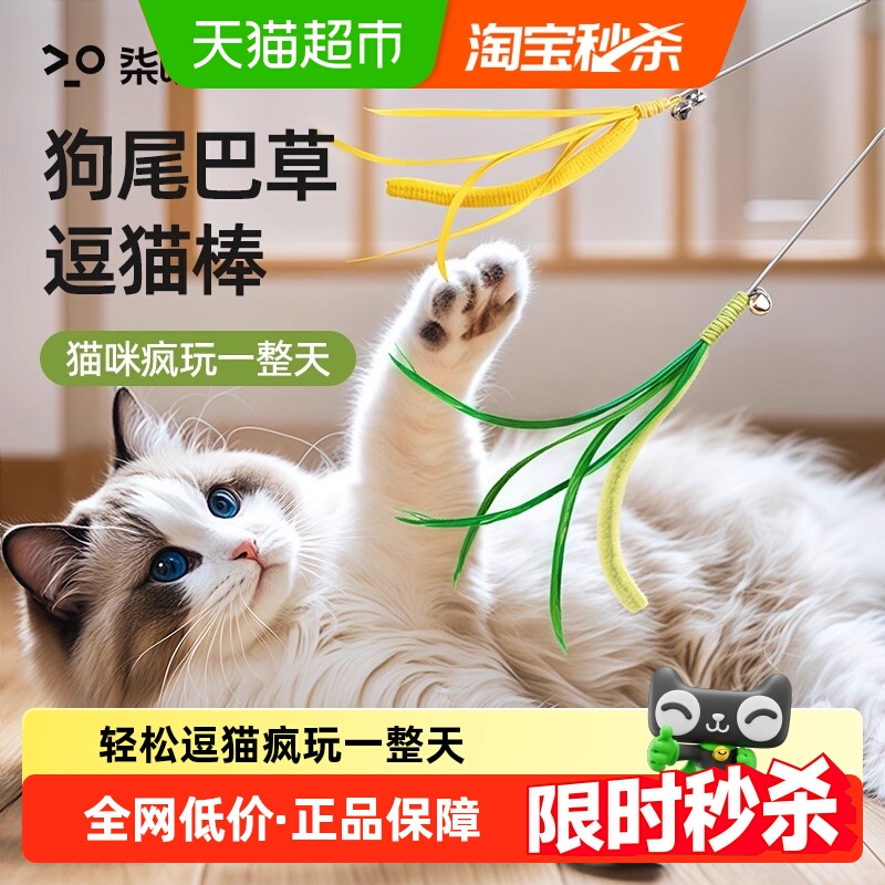 柒哦狗尾巴草逗猫棒长杆耐咬