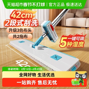 美丽雅干湿可调平板拖把懒人免手洗推水拖把