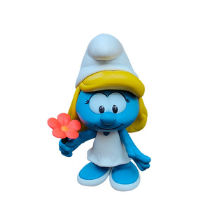 新蓝精灵爸爸妹妹乐乐烘焙桌面机箱汽车摆件模型可动儿童玩具盲盒