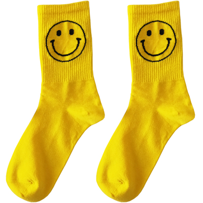 双装大笑脸黑白黄色原宿风袜子