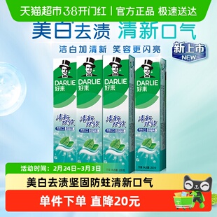 DARLIE好来(原黑人)牙膏清新双效200g*4支套装大容量清新口气