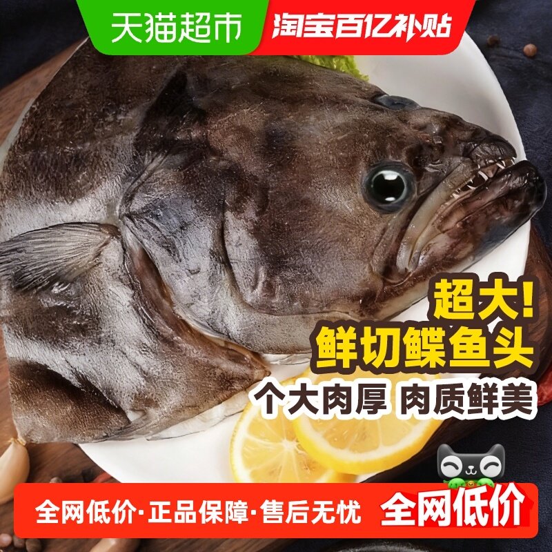云储生活鸦片鱼头碟鱼头新鲜冷冻超大格陵兰进口深海鲽鱼头蝶鱼
