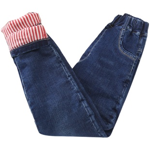 女童棉裤外穿三层加绒加厚保暖冬儿童女裤洋气中大童修身牛仔裤