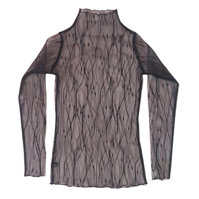 打底衫女长袖网纱内搭上衣蕾丝