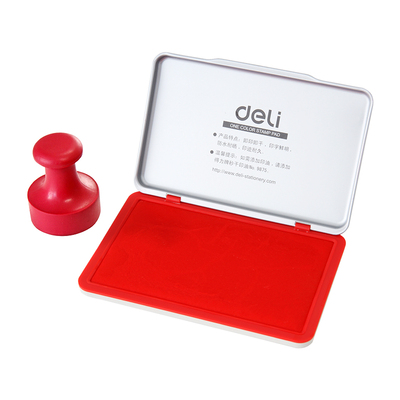 得力红色印台印泥印尼快干脚印