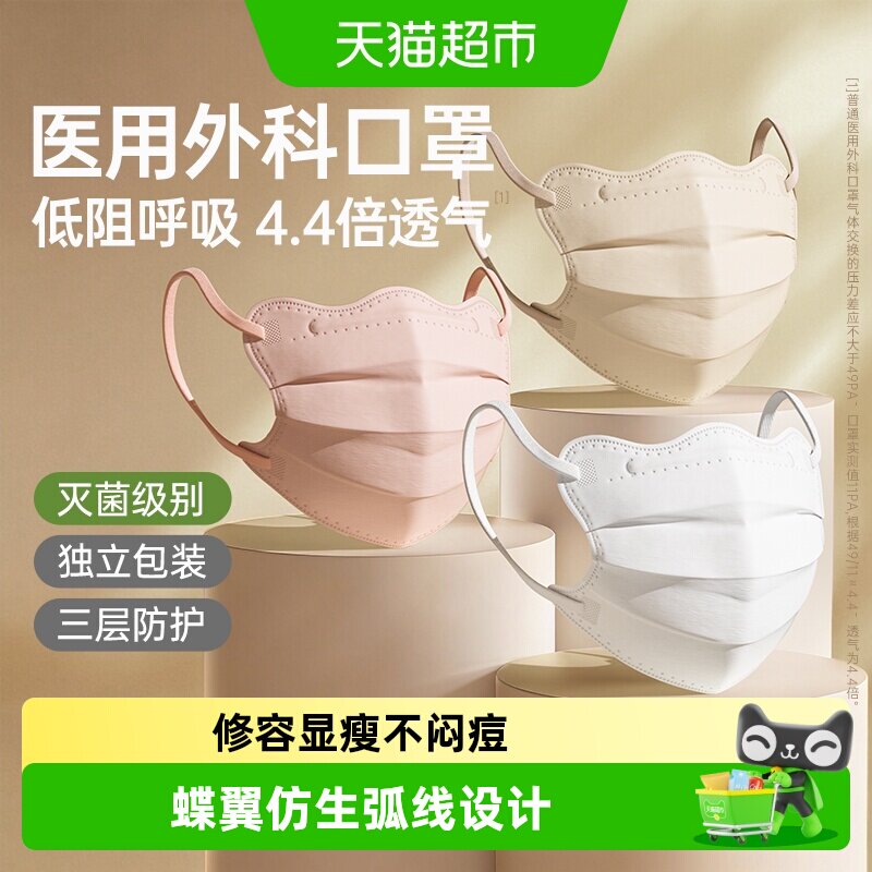 超亚医用外科口罩低呼吸独立包装图片