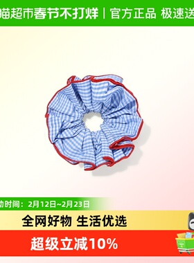 DODOGOGO蓝色格子大肠发圈韩系春夏清新蕾丝马尾扎头发橡皮筋头绳