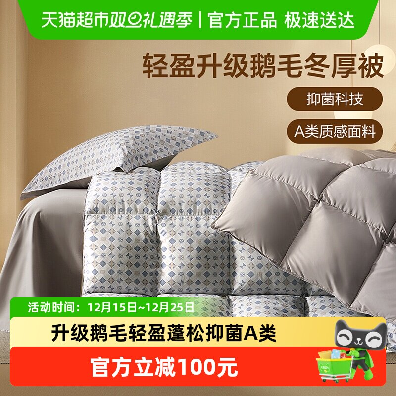 水星集团百丽丝家纺被子鹅毛被抑菌冬被冬季加厚保暖羽毛被被芯