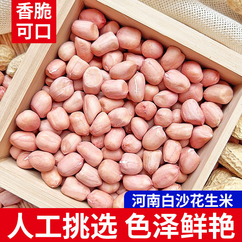 新货生花生米5斤大粒白沙花生米农家新鲜饱满不带壳花生仁油炸