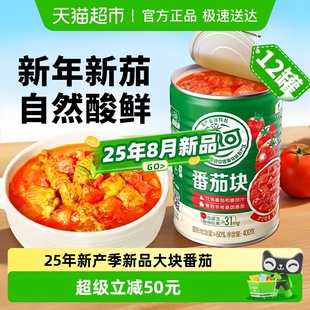 屯河25年新产季 新疆内蒙番茄块400gX12罐西红柿块番茄酱罐头