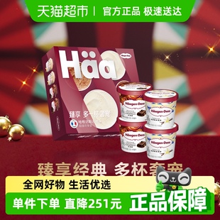 香草巧克力口味雪糕324g 哈根达斯冰淇淋四杯礼盒装 法国进口
