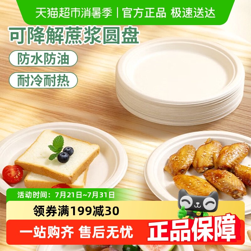 美宝琳一次性餐盘餐具食品级可降解纸碗纸碟画画烧烤家用加厚盘子