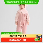 巴拉巴拉balaOne婴儿连体衣2025新款 冬季 宝宝爬服仿羊羔毛造型萌