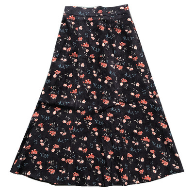 大码灯芯绒碎花秋冬遮胯a字裙