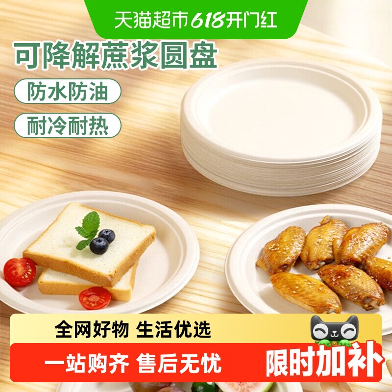 美宝琳一次性餐盘餐具食品级可降解纸碗纸碟画画烧烤家用加厚盘子