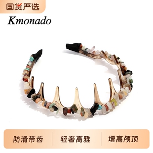 复古轻奢水晶发箍手工高级感压发细头箍重工小众设计外出发捆发饰