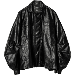 Roaringwild 咆哮野兽 黑色/灰色PU皮革机车皮衣夹克秋冬男士外套