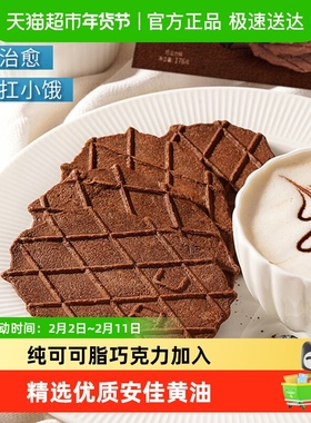 丹夫华夫饼干巧克力薄脆糕点心营养早餐休闲课间馋嘴小吃零食176g