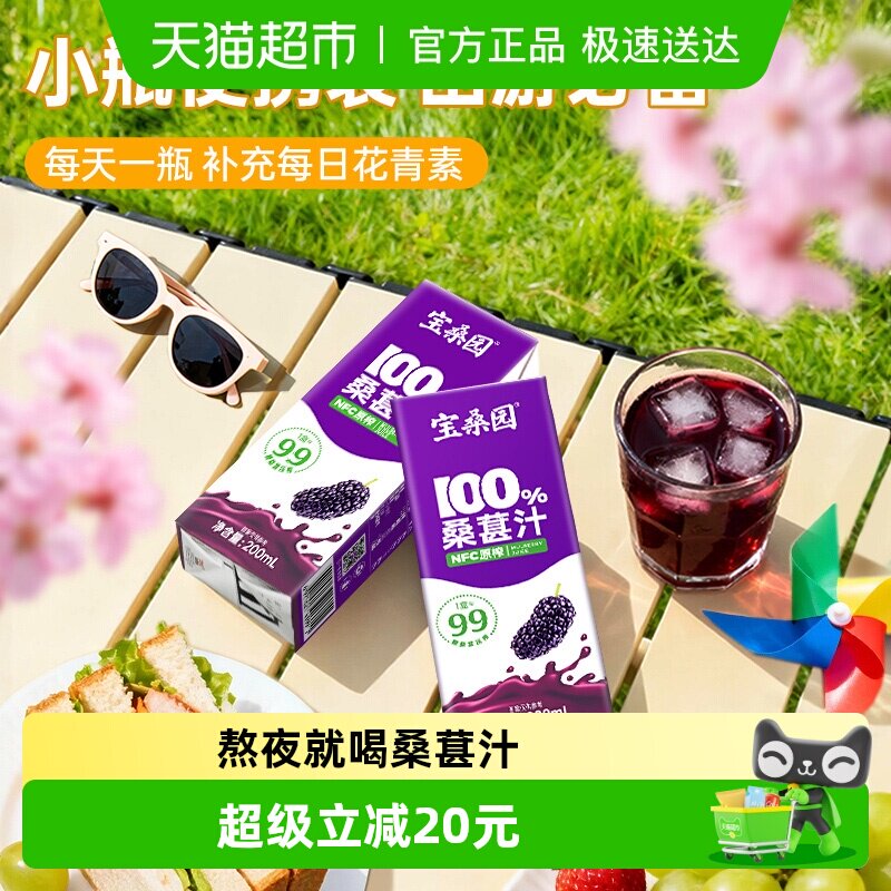 宝桑园100%NFC桑葚汁纯桑果汁原汁农科甄品果汁礼盒