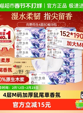 【田栩宁同款】心相印向野而生鼠尾草抽纸M码4层纸巾餐巾纸卫生纸