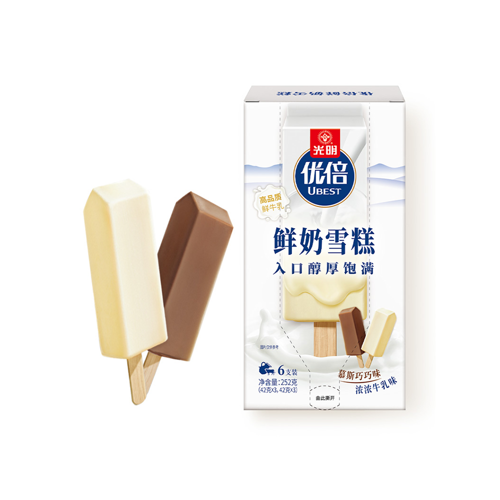 【百补】光明优倍鲜奶雪糕冰淇淋(慕斯巧巧味+浓浓牛乳味)