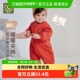 拉比婴儿哈衣25冬新品 宝宝连体衣婴儿棉全开加厚保暖红色连体衣