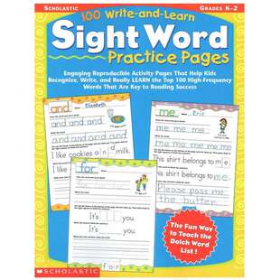 学乐小学英语词汇写作练习册教材 英文原版 Scholastic 100 Write-and-Learn Sight Word Practice Pages Grades K-2 正版进口书籍