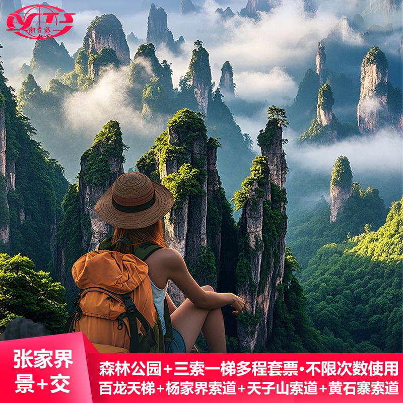 [张家界国家森林公园-4日门票+三索一梯多程（不限次）联票]湖南张家界旅游需刷有效证件使用