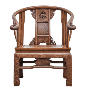 红木家具鸡翅木皇宫椅仿古休闲太师禅椅茶椅子官帽椅中式实木圈椅