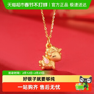 足银999幸运小飞马银项链2026马年新款新年礼物女士锁骨链本命年