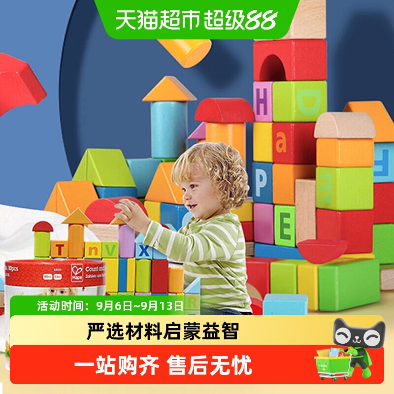 Hape儿童益智积木拼搭玩具1-6周岁婴儿宝宝早教智力开发生日礼物
