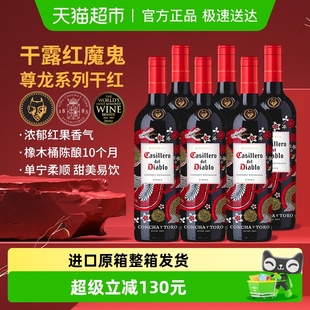红魔鬼尊龙赤霞珠干红葡萄酒750ml 婚礼喜宴 6瓶智利原瓶进口红酒