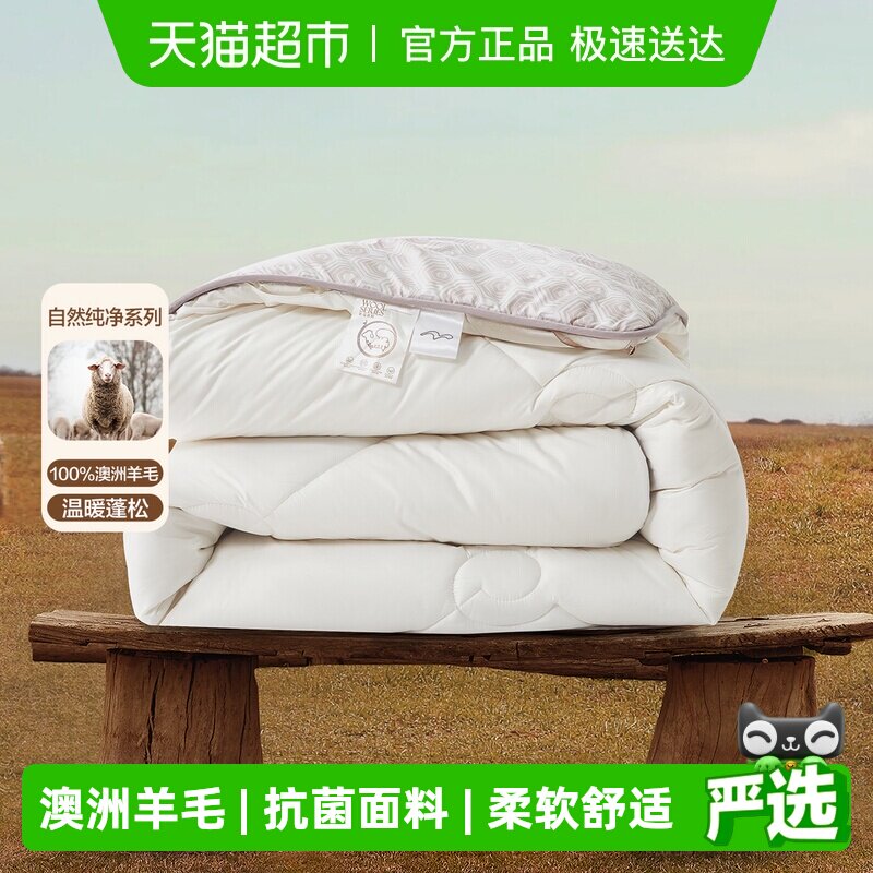 水星家纺进口抗菌羊毛被子春秋被阳光卷毛学生宿舍冬被芯四季通用