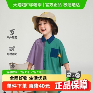 套装 2024新款 儿童衬衫 宝宝夏季 洋气潮 薄款 山系凉感齐齐熊男童短袖