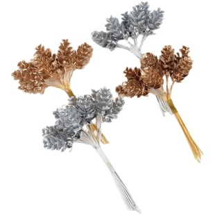 仿真植物 金色银色卷柏塑料松果花束diy手工制作材料蕨类道具拍摄